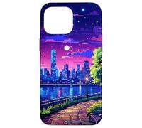 Soirée à New York, Synthwave Retro Pixel Art Coque pour iPhone 16 Pro Max