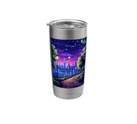 Soirée à New York, Synthwave Retro Pixel Art Gobelet isotherme en acier inoxydable double paroi