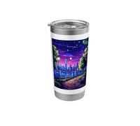 Soirée à New York, Synthwave Retro Pixel Art Gobelet isotherme en acier inoxydable double paroi