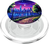 Soirée à New York, Synthwave Retro Pixel Art PopSockets PopGrip pour MagSafe