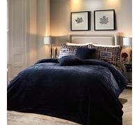Soiree Couvre-lit Bleu Marine (220 x 150 cm) - Housse de Couette en Fausse Fourrure Bleu foncé - Couvre-lit en Fausse Fourrure Super Douce - Bleu Marine