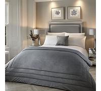 SOIRE'E Couvre-lit de Luxe en Velours Gris (220 cm x 150 cm) - Doux au Toucher et Lourd - Couvre-lit Gris Ardoise - Couvre-lit matelassé Gris - Housse de Couette en Velours - Literie Grise