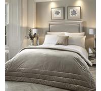 SOIRE'E Couvre-lit en Velours et Lin (220 cm x 150 cm) - Doux au Toucher et Lourd - Naturel et Matelassé - Housse de Couette en Velours - Literie en Lin