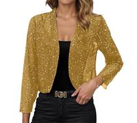 Soirée Femme Haut Paillettes Femme Top Soiree Manches À Sequins Doré Or Paillette Grande Taille Veste Chic Et Elegant Tunique Sequin Noire De Fête Blaser Rouge Vêtements Carnaval Tenue Reveillon XL