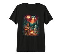 Soirée Musicale Bigfoot Alien UFO Campfire Forest T-Shirt Haut de Gamme