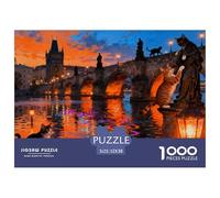Soirée Romantique sur Le Pont Charles à Prague Puzzle en Bois Imperméable Puzzles De 1000 Pièces pour Adultes Cadeaux Défi Et Casse-tête Jeux Éducatifs