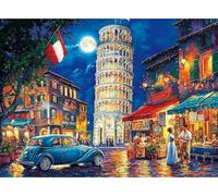 Soirée Tour Inclinée De Pise 1000 Pièce Jigsaw Puzzle pour Adulte Jeu Puzzles Jouets Éducatifs,Adulte Soulagement du Stress Peinture Puzzle Décor Mural,Impossible Puzzles Jeu De Compétence