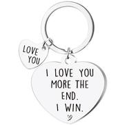 Soireeparty Cadeaux Love You pour lui - Porte-clés pour couples Cadeaux de Saint-Valentin, Argent I Win, i love you gifts for him