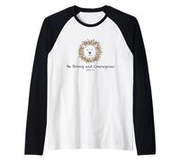 Sois Fort et Courageux Joshua 1:9 Christian Lion Design Manche Raglan