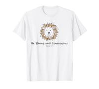 Sois Fort et Courageux Joshua 1:9 Christian Lion Design T-Shirt