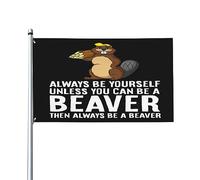 « Sois toi-même, sauf si tu peux être un castor » - Drapeau vintage d'extérieur 90 x 150 cm (3 x 5 pi) pour jardin, Tapisserie « Sois toi-même, sauf si tu peux être un castor » pour bureau