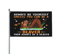 « Sois toi-même, sauf si tu peux être un castor » - Drapeau vintage d'extérieur 90 x 150 cm (3 x 5 pi) pour jardin, Tapisserie « Sois toi-même, sauf si tu peux être un castor » pour bureau