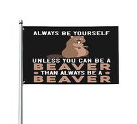 « Sois toi-même, sauf si tu peux être un castor » - Drapeau vintage d'extérieur 90 x 150 cm (3 x 5 pi) pour jardin, Tapisserie « Sois toi-même, sauf si tu peux être un castor » pour bureau
