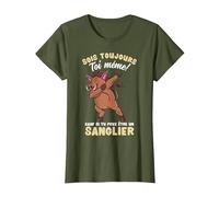 Sois Toujours Toi-même Sanglier T-Shirt, Femme, Olive, M