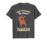 Sois Toujours Toi-même Sanglier T-Shirt, Homme, Chiné Foncé, M