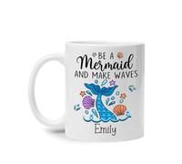 Sois Une Sirène Et Fais Des Vagues Tasse À Thé Durable Mug Drôle Tasse À Café Idée Cadeau Pour Bureau Collègue Anniversaire 330Ml