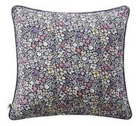 SOIZIC - Coussin Déhoussable 45x45cm Gaze de Coton Imprimé Bleu-Violet Imprimé Fleurs - Altobuy G