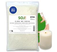 Soj! - Cire de Soja sans OGM pour bougies coulées - Idéale pour la fabrication de bougie en contenant, remplissage bougie - Cire à bougie, Cire pour bougies - Marque française - 870G