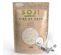 Soj - Cire de Soja végétale SANS OGM, 1KG/2KG/3KG/20KG, E-BOOK+25 MÈCHES OFFERTES! Fabrication de bougies coulées, Cire pour bougie, Cire de soja pour bougie conditionnée en France 2KG