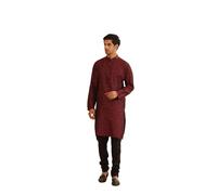 Sojanya (Depuis 1958 Ensemble de pyjama Kurta et Churidar noir en soie mélangée pour homme