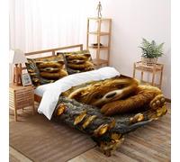 SOJFGSNAJ Cartoon Ours Housse De Couette Totem Animal Hypoallergénique Housse De Couette en Microfibre Impression 3D Ensemble De Trois Pièces sur Le Lit Super King(260x220cm)