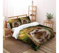 SOJFGSNAJ Couronne des hérissons Housse De Couette Double Couche Totem Doux Housse De Couette en Microfibre Impression 3D Ensemble De Trois Pièces Double(200x200cm)