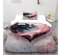 SOJFGSNAJ Cœur Rouge Noir Housse De Couette Double Fibre Totem Doux Et Confortable Housse De Couette en Microfibre Impression 3D Ensemble De Deux Pièces sur Le Lit Single(135x200cm)