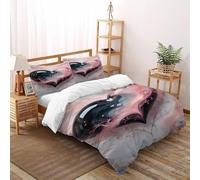 SOJFGSNAJ Cœur Rouge Noir Housse De Couette Double Fibre Totem Doux Et Confortable Housse De Couette en Microfibre Impression 3D Ensemble De Trois Pièces sur Le Lit Super King(260x220cm)