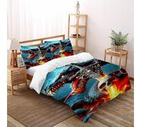 SOJFGSNAJ Épée Dragon Housse De Couette Double Couche Totem Hypoallergénique Housse De Couette en Microfibre Impression 3D Ensemble De Trois Pièces Double（200x200cm）