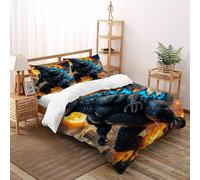 SOJFGSNAJ Godzilla Housse De Couette Double Couche Totem Polyester Housse De Couette en Microfibre Impression 3D Ensemble De Trois Pièces Double（200x200cm）