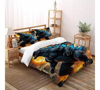 SOJFGSNAJ Godzilla Housse De Couette Double Fibre Totem Hypoallergénique Housse De Couette en Microfibre Impression 3D Ensemble De Trois Pièces sur Le Lit King（220x240cm）