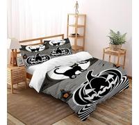 SOJFGSNAJ La Citrouille du Mal et Le Chat Housse De Couette Double Fibre Doux Housse De Couette en Microfibre Impression 3D Ensemble De Trois Pièces Double（200x200cm）