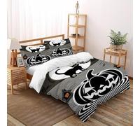 SOJFGSNAJ La Citrouille du Mal et Le Chat Housse De Couette Double Fibre Polyester Housse De Couette en Microfibre Impression 3D Ensemble De Literie Trois Pièces Super King（260x220cm）