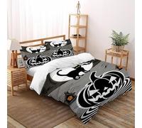 SOJFGSNAJ La Citrouille du Mal et Le Chat Housse De Couette Polyester Housse De Couette en Microfibre Impression 3D Ensemble De Literie Trois Pièces King（220x240cm）