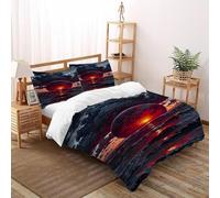 SOJFGSNAJ Lever du Soleil Rouge Housse De Couette Totem Doux Et Confortable Housse De Couette en Microfibre Impression 3D Ensemble De Trois Pièces Super King(260x220cm)