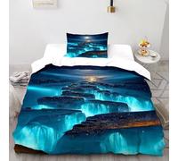 SOJFGSNAJ Lumière Bleue Arctique Housse De Couette Double Couche Polyester Housse De Couette en Microfibre Impression 3D Ensemble De Deux Pièces Single(135x200cm)