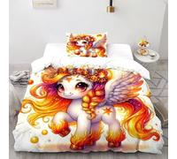 SOJFGSNAJ Pegasus Housse De Couette Double Couche Polyester Housse De Couette en Microfibre Impression 3D Ensemble De Literie Deux Pièces Single（135x200cm）