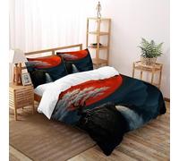 SOJFGSNAJ Soleil Rouge Housse De Couette Double Couche Totem Doux Et Confortable Housse De Couette en Microfibre Impression 3D Ensemble De Trois Pièces Double(200x200cm)