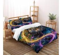 SOJFGSNAJ Tie-Dye Manticor Housse De Couette Double Fibre Totem Doux Housse De Couette en Microfibre Impression 3D Ensemble De Trois Pièces sur Le Lit Double(200x200cm)