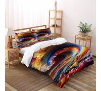 SOJFGSNAJ Vagues colorées Housse De Couette Double Fibre Totem Doux Et Confortable Housse De Couette en Microfibre Impression 3D Ensemble De Trois Pièces sur Le Lit Super King(260x220cm)