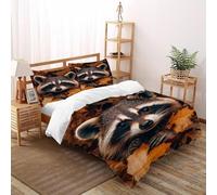 SOJFGSNAJ Yellow Brown Ours Housse De Couette Totem Animal Doux Housse De Couette en Microfibre Impression 3D Ensemble De Trois Pièces Super King(260x220cm)