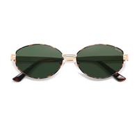 SOJOS Lunettes de soleil polarisées ovales pour femmes et hommes - Style rétro tendance - Monture ronde en métal avec protection UV400 SJ1255, m