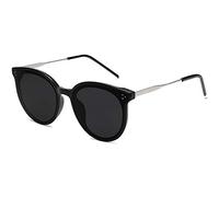SOJOS Ronde Lunettes de Soleil pour Femme Fashion Trop Grand DOLPHIN (C1 Monture Noire/Lentille grise)