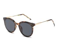 SOJOS Ronde Lunettes de Soleil pour Femme Fashion Trop Grand DOLPHIN SJ2068 avec Demi Cadre/Gris Lentille