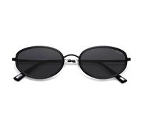 SOJOS SJ1248 Lunettes de soleil ovales polarisées rétro pour homme et femme avec protection UV400, Monture noire et verres gris, m
