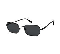 SOJOS SJ1262 Lunettes de soleil rectangulaires en métal style rétro pour homme et femme Lunettes classiques rectangulaires polarisées UV400, Monture noire et verres gris, m