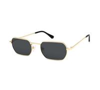 SOJOS SJ1262 Lunettes de soleil rectangulaires en métal style rétro pour homme et femme Lunettes classiques rectangulaires polarisées UV400, Monture dorée et verres gris, m