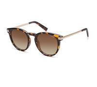 SOJOS SJ2368 Lunettes de soleil rondes polarisées rétro pour homme et femme avec protection UV400, Monture marron écaille de tortue et verres marron dégradé, m
