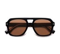 SOJOS SJ2385 Lunettes de soleil carrées polarisées rétro pour homme et femme Vintage Tendance Rectangulaire Grandes lunettes de soleil avec protection UV400, noir/rose, m