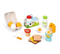 SOKA Ensemble de petit-déjeuner en bois 19 pièces,Jouets de simulation pour toast, œufs au lait, nourriture,Jeu de rôle,Développement éducatif précoce pour enfants, filles et garçons de 3 ans et plus